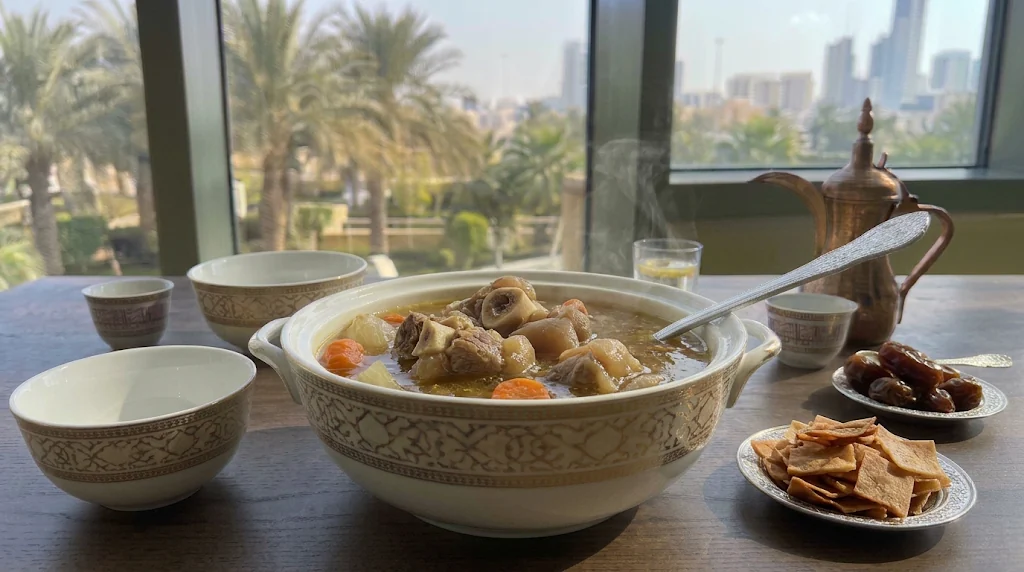 شوربة الكوارع بتقديم فندقي