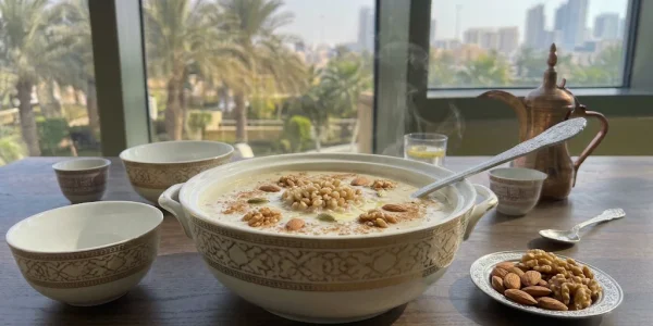 شوربة القمح بالحليب بتقديم فندقي