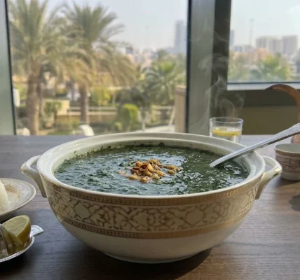 شوربة الملوخية بتقديم فندقي