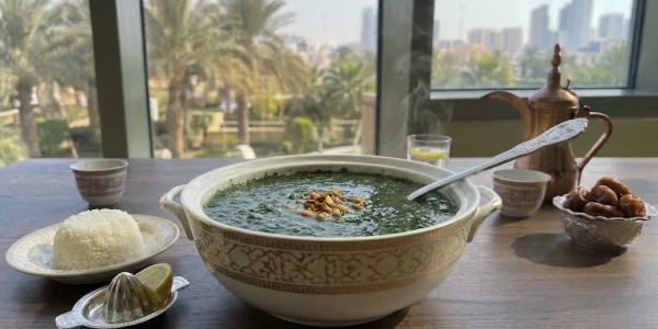 شوربة الملوخية بتقديم فندقي