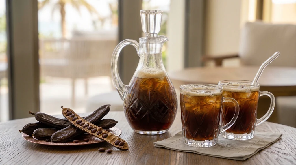عصير الخروب بتقديم فندقي